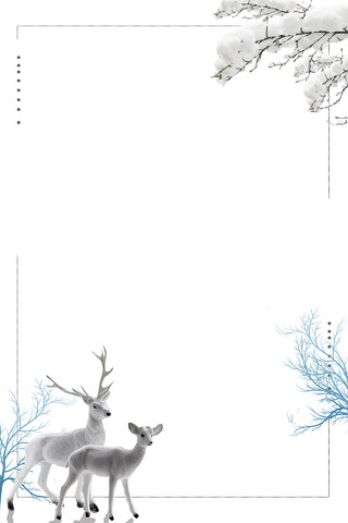 枝条花朵圣诞节麋鹿背景图